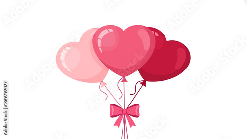 Three Heart Balloons with Bow