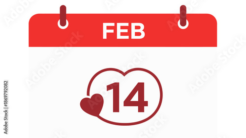 February 14 Calendar with Heart Mark