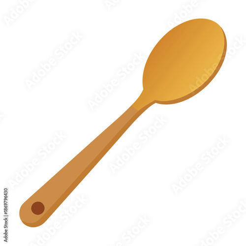 Wooden-spoon-isolated-on-white background. 