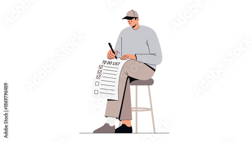 Man Writing on To-Do List Checklist, Planning Tasks, Organization Concept