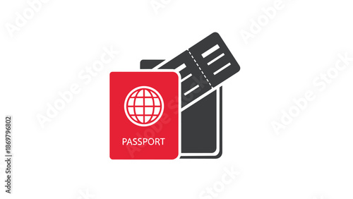 Passport and airplane ticket icon for travel and tourism purposes
