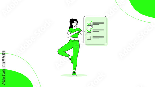 Woman checking off tasks on a checklist, healthy lifestyle concept