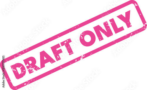 Draft Only Rubber Stamp Vector – Pink Grunge Content Status