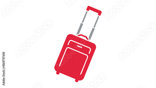 Red rolling luggage with handle