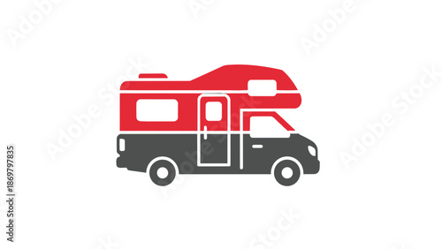 Red and black camper van icon