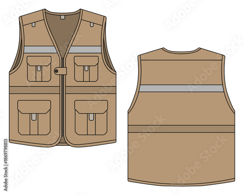Versatile safety vest template with multiple pockets for visibility and functionality while working