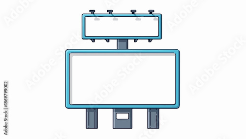 Two large, empty billboards, one above the other, on a white background