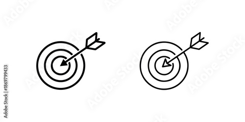 Target and arrow icons representing goal achievement and marketing success in doodle style