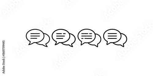 Speech bubble icons for communication and message notification symbols in hand drawn style