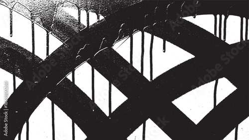 Abstract black and white grunge texture with dripping paint.