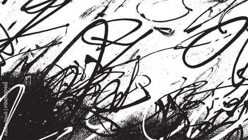 Abstract Black And White Scribble Art.