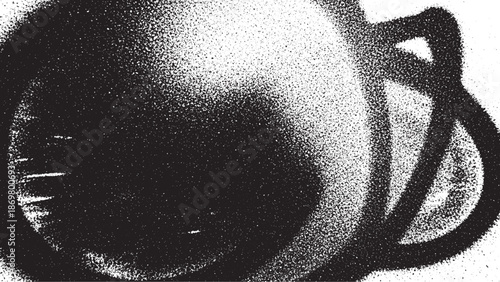 Abstract black and white spray paint texture with circular and linear elements.