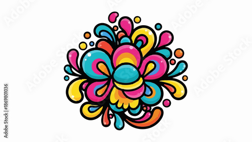 Vibrant, abstract, colorful, organic shapes, radiating outwards