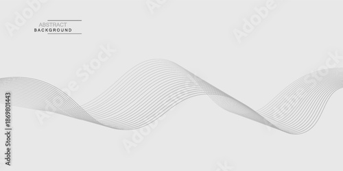 Abstract vector banner with grey wavy lines