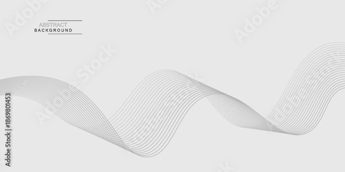 Abstract vector banner with grey wavy lines