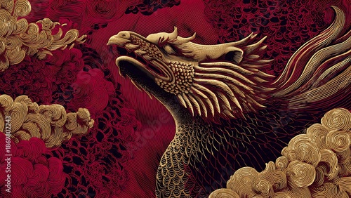Auspicious Golden Chinese Dragon Art for Lunar New Year Celebration