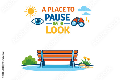 Nature observation area with bench and inspirational message