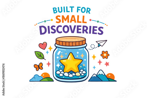 Jar of stars and nature elements for small discoveries