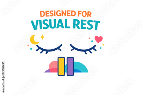 Colorful peaceful design with closed eyes and decorative elements