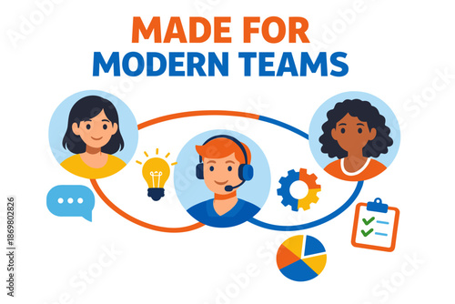 Diverse team collaboration concept with young professionals in a virtual workspace