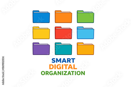 Colorful digital file folders for smart organization and file management