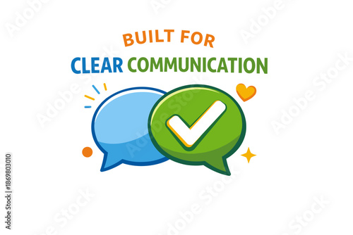 Built for clear communication: speech bubbles and checkmark icon design