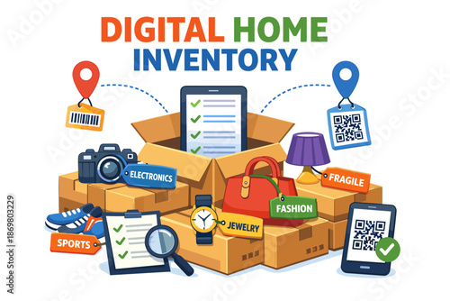 Digital home inventory with electronics, fashion, and qr code integration