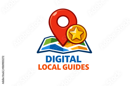 Digital local guides logo featuring map and location pin with star