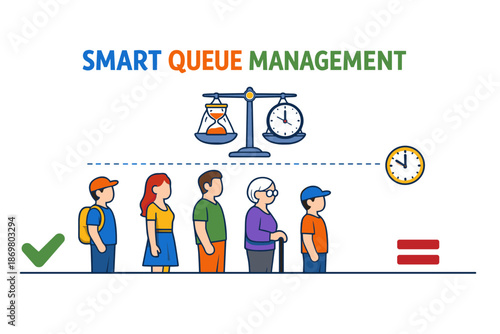 Smart queue management with diverse people: gender, race, age representation