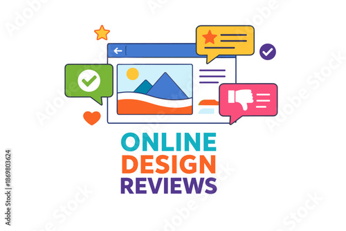 Online design reviews interface with feedback elements and graphics