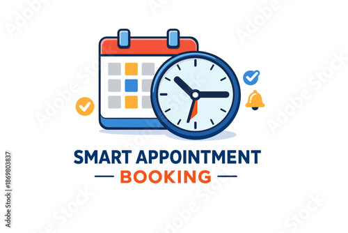 Smart appointment booking icon with calendar and clock symbols