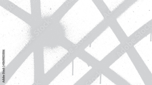 Abstract light gray spray paint lines on a white background.