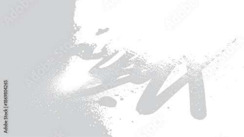 Abstract white brush stroke on a light gray background.