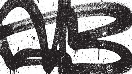 Papier peint photo Graffiti Tag noir mur blanc coulures peinture  © plustration