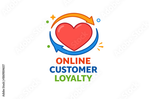 Heart symbol with arrows illustrating online customer loyalty concept