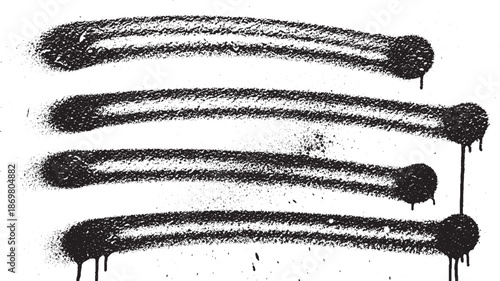 Four black spray paint strokes on a white background.