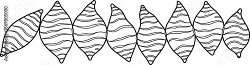 Sweet Potato and Yam Vector Illustration Featuring Row of Outlined Root Vegetables With Textured Skins for Grocery Cooking and Healthy Diet Design