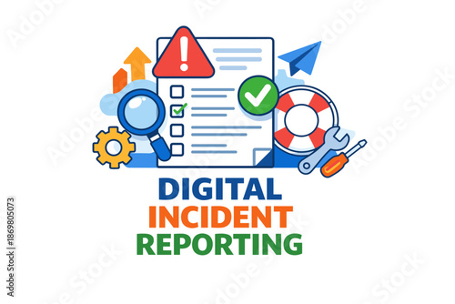 Digital incident reporting system concept with tools and checklist