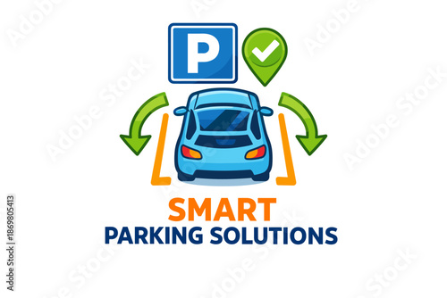Smart parking solutions logo with car and success icons