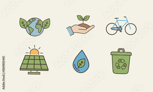 Environmental Protection and Green Energy Vector Illustrations