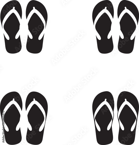 Black and White Flip Flops in Two Different Sizes sandals