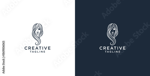 beauty hair logo premium vector 