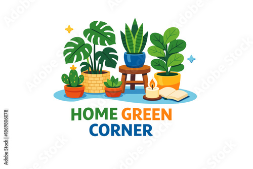 Cozy indoor plant arrangement with candle and book for a relaxing home ambiance