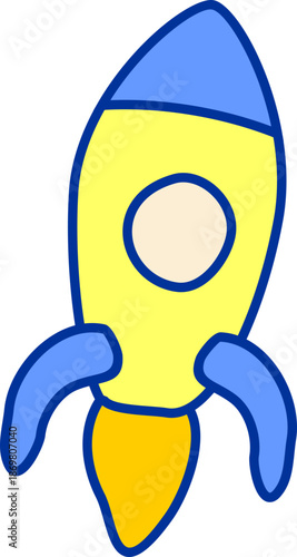 rocket ship kids drawing style 