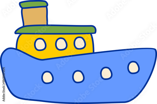 a tugboat kids drawing style