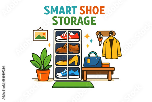 Smart shoe storage with accessories and decor in organized space