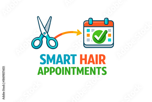 Smart hair appointments icon with scissors and calendar