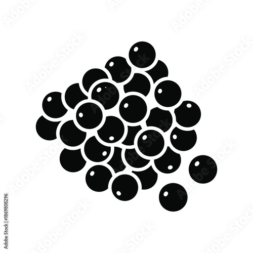 Glossy Black Round Beads Grouped Flat Vector Icon Design