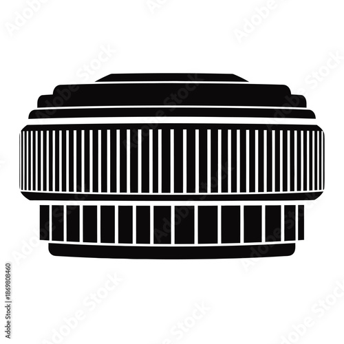 Minimalist Black and White Flat Vector Optical Lens Icon