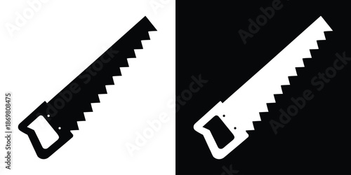 Hand saw silhouette vector, handsaw carpentry tool flat vector icon